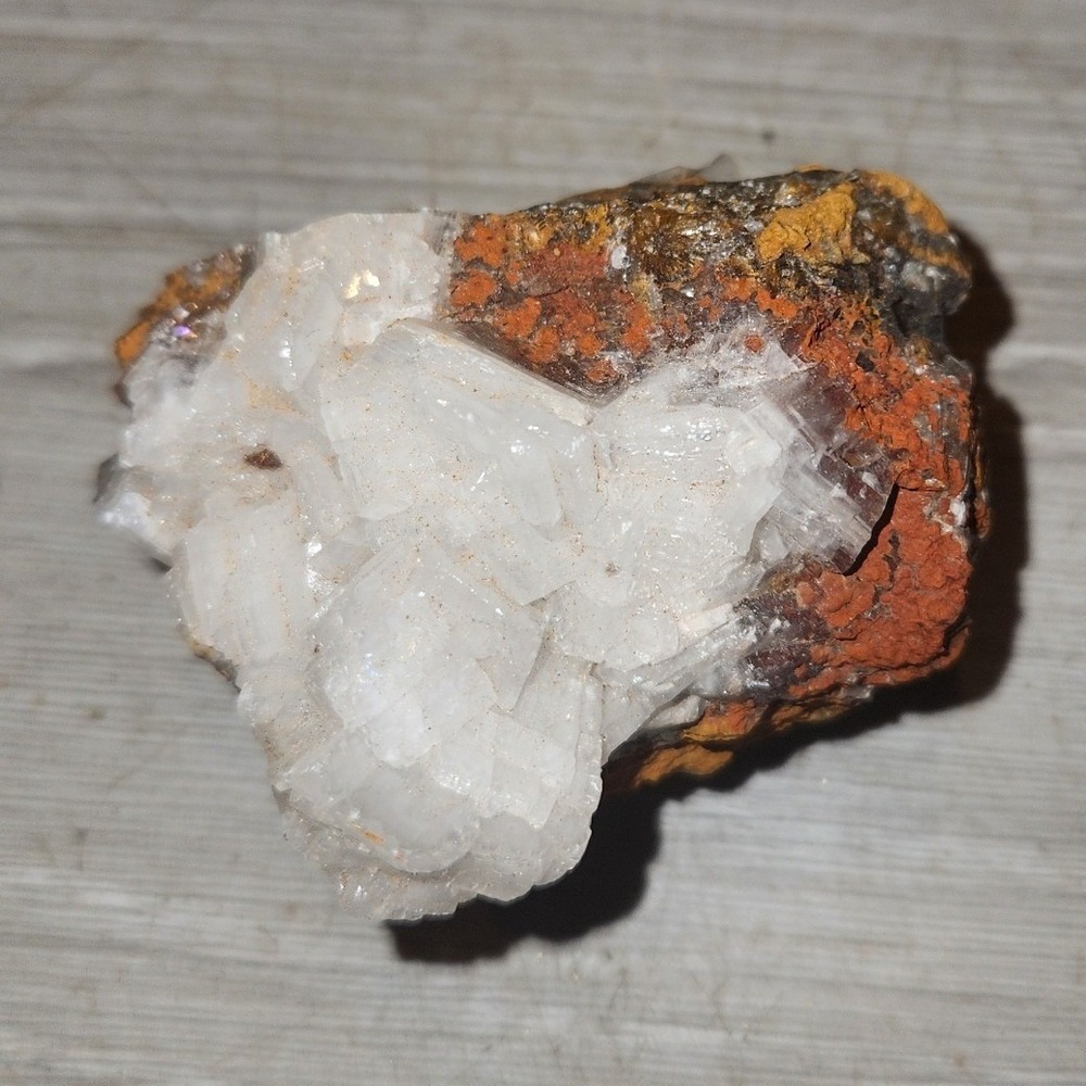 Natural White Bladed Crystal Cluster on Limonite Matrix Mineral Specimen 2‎ inch